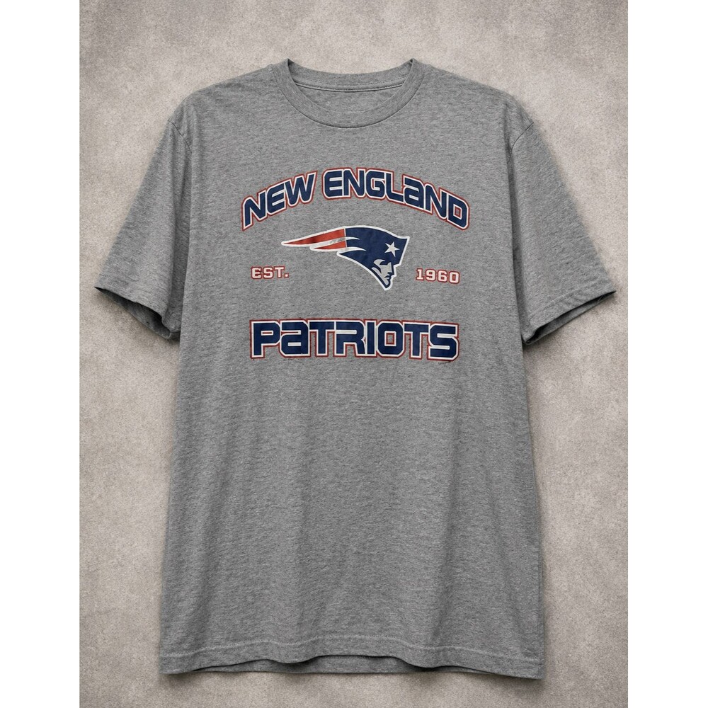 Y2K New England Patriots T Shirt NFL Gray Football Logo Tee Mens Large